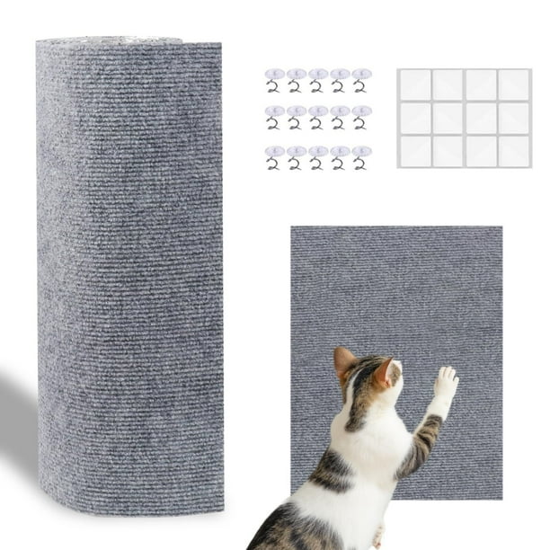 Alfombra para gatos, 98 x 15.7 pulgadas, alfombrilla para rascar de repuesto autoadhesiva, protector de muebles para arañazos de gatos