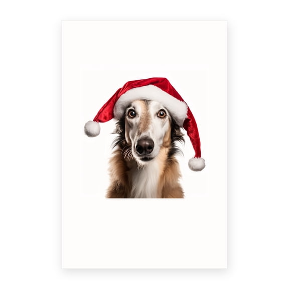 DistinctInk Christmas Greeting Card - Borzoi - 4x6 Blank Inside with Envelopes - Pack of 5