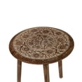 thumbnail image 2 of Benzara Traditional Round Top Wooden Accent Table with Intricate Design, Brown, 2 of 3