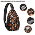 thumbnail image 2 of Sling Backpack,Musical Halloween Icons Pattern Sling Bag with Water Bottle Holder,Waterproof Sling Bag for Men/Women with Headphone Jack for Hiking,Travel, 2 of 6