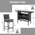 thumbnail image 3 of AVAWING 3PCS Outdoor Patio Rattan Bar Table and Chairs Set w/ Removable Cushion, Black, 3 of 7