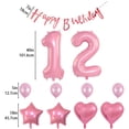 thumbnail image 2 of Pink 12th Birthday Decoration Set Happy Birthday Banner Balloons 12 Years Old Birthday Party Supplies Helium Balloons Number 12 Balloons Latex Balloon Foil Balloon, 12th Birthday Party Balloons, 2 of 5