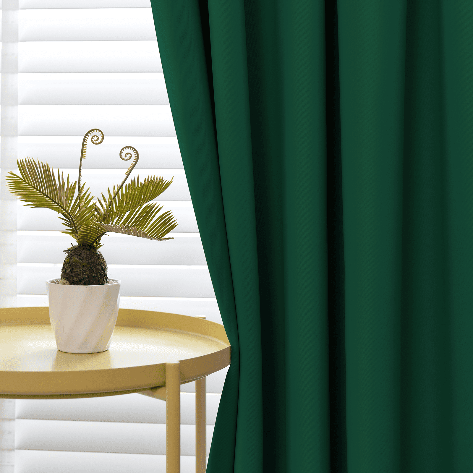 Yakamok 63 Inches Long Blackout Curtains for Windows - 2 Panels Blackout Window Drapes for Basement with Rod Pocket (Dark Green,Width 38 by Length 63)