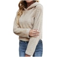 thumbnail image 5 of UAMVSH Womens Fleece Hoodie Sweatshirt Sherpa Cropped Drawstring Hooded Pullover Tops Warm Winter Long Sleeve Hoodie Clothes(X-Large,Khaki), 5 of 6