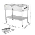 thumbnail image 6 of VEVOR 9-Pan Commercial Propane Steam Table, LP Gas Outdoor Soup Warmer with Drain Valve and 3" Wheels, Stainless Steel Propane Food Warmer with Adjustable Temperature, for Restaurant Outdoor Camping, 6 of 9