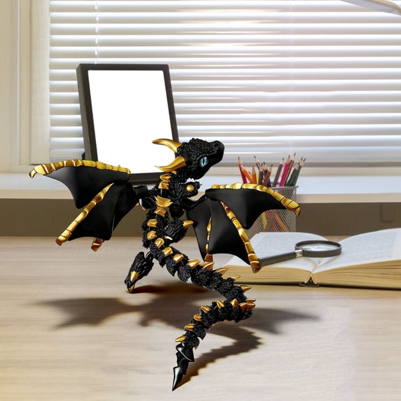 Rourlinge 3D Printed Dragon with Wings, Large Articulated Dragon Fidget Toy, 3D Printed Animals Toys, Flexible Crystal Dragon Model, Desktop Pet Home Office Decor Gift