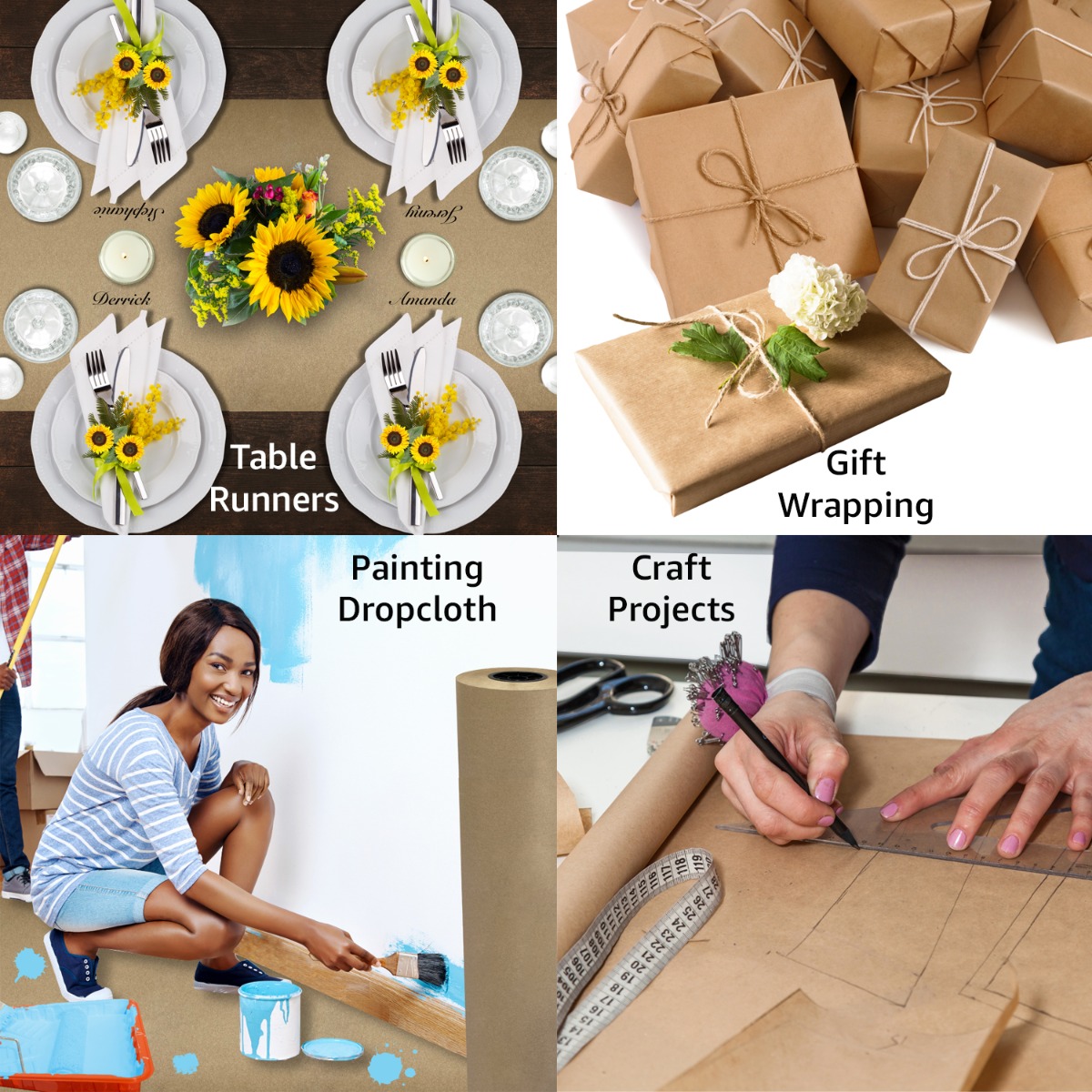 UOFFICE Brown Kraft Paper Roll 765'x24" 40lb Strength
