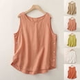 thumbnail image 4 of Women's Summer Casual Fashion Comfort Solid Color Loose Round Neck Sleeveless Khaki,L, 4 of 4
