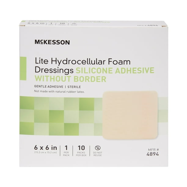 McKesson Hydrocellular Foam Dressing, Lite Adhesive, Sterile, 6 in x