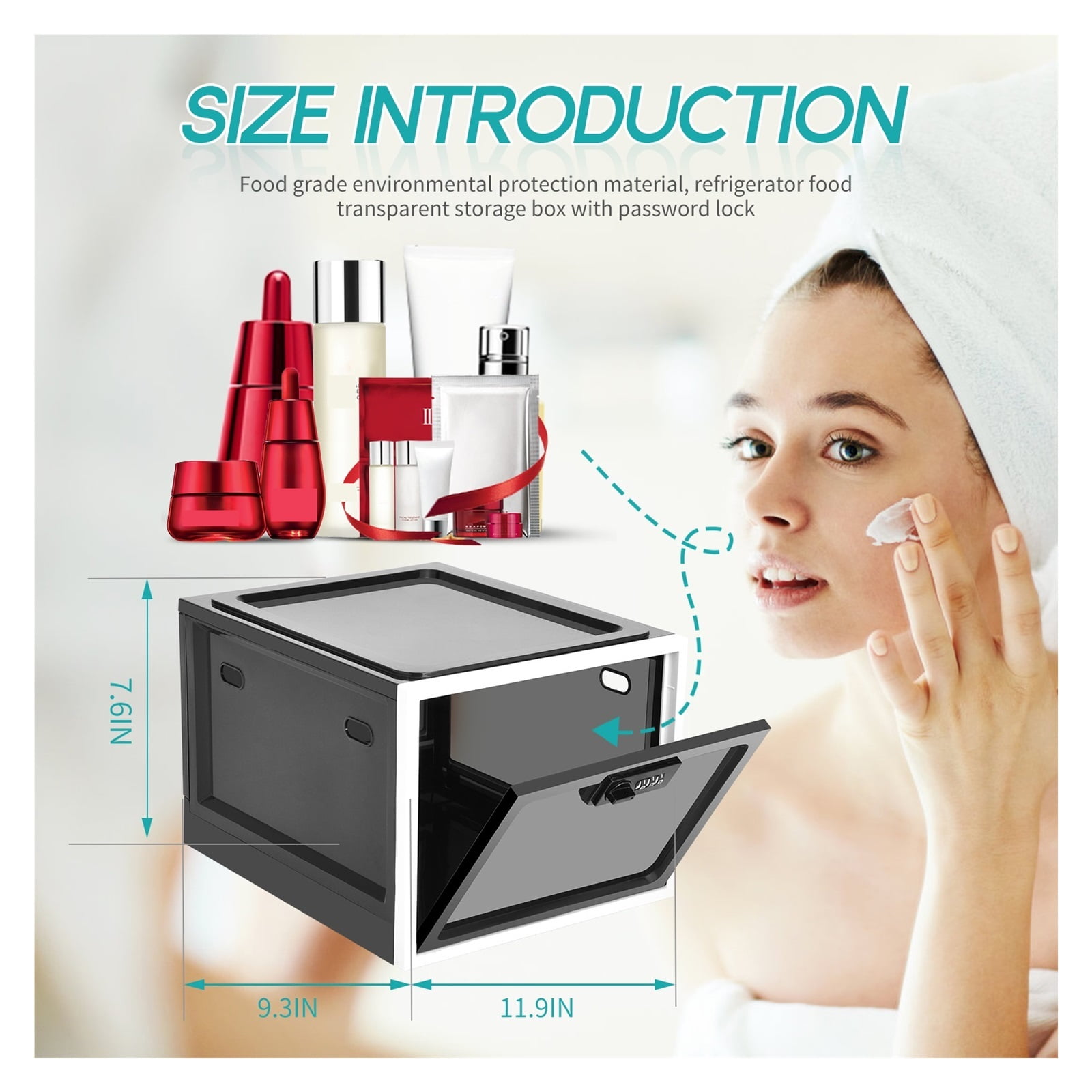Lockable Box Large Capacity Clear Locking Box For Storage Bin Organizer Box For Fridge Food/Snacks/Phone/Tablet Jail/Home Safety ,Upgraded Security Combination Lock