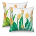 thumbnail image 3 of Dashan Spring Floral Throw Pillow Covers 18x18 Set of 2,Yellow Tulip Decorative Pillow Cases for Bedroom Sofa Couch, 3 of 6
