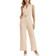 thumbnail image 2 of INSPIRAR CHIC Mono Corto Sin Mangas con Solapa para Oficina con Cinturón Talla XS Beige, 2 of 6