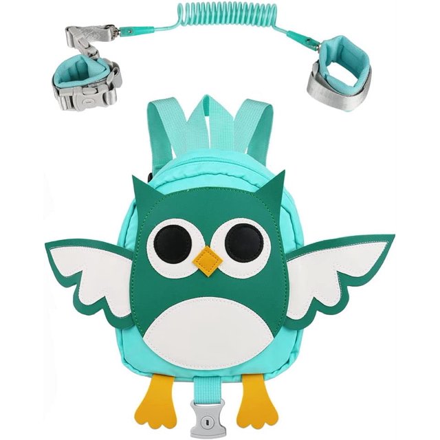 Arnés de seguridad para niños, mochila con correa de seguridad, cinturón de muñeca antipérdida de 1,5 m para riendas de seguridad para bebés Correa Pulsera Correa con eslabones para la muñeca(Búho)