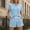 Blue, variant on Caywon Womens 2 Piece Top and Shorts Set V Neck Short Sleeve Loungewear Drawstring Waist With Pockets Breathable Wrinkle-Free Casual Loose Fit Summer Daily Wear Conjunto de Ropa para Mujer