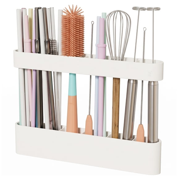 Silicone Straw Holder for Cabinet Door, Reusable Straw Dispenser, Kitchen Cabinet Organizer for Home Kitchen Accessories