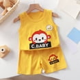 thumbnail image 2 of HCNTES Baby Adorable Vest Pajamas Kids Cute Sleeveless Top and Elastic Shorts Set for Toddler Daily Wear(A-Light Yellow,2-3 Years), 2 of 5