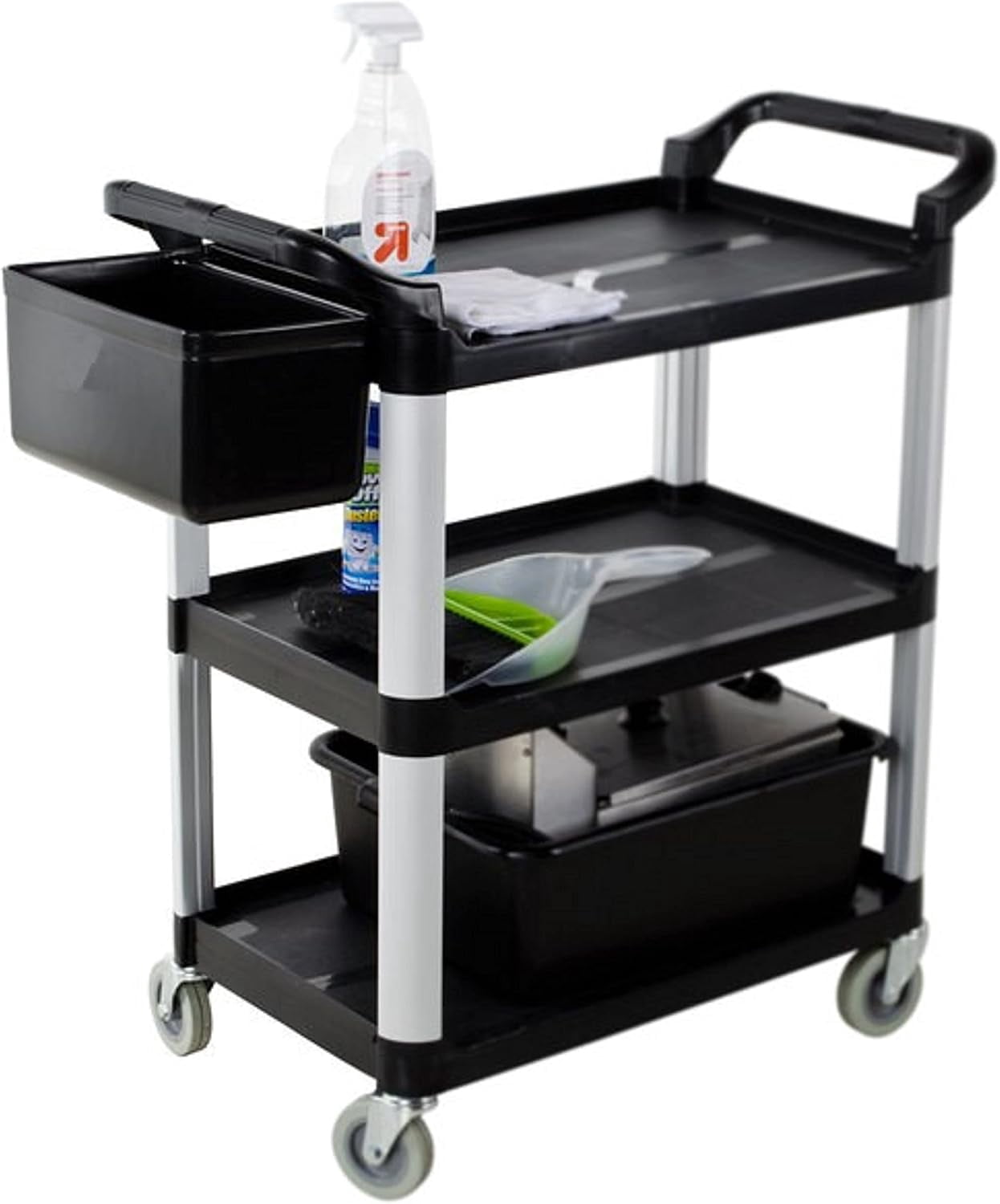 TrueCraftware- Silverware Bin Fits Rolling Utility Cart Heavy Duty Black Color 13" x 9-1/4" x 7"-Plastic Utensils Drawer Holder Kitchen Utensils Silverware Flatware Organizer