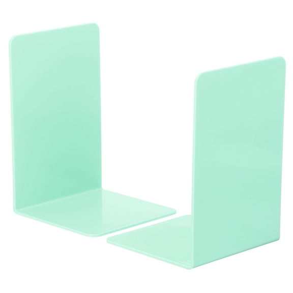 Unique Bargains Acrylic Bookends 2 Pcs L-shaped Book Ends for Shelves Magazine Stand Green