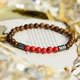 thumbnail image 3 of RSAMD Fashion Handmade Men Hematite Natural Stone Wood Unisex Beads Bracelets Gift-Red Turquoise, 3 of 5