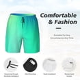thumbnail image 3 of Sikiie blue green colors Print Men's Double Layer Swimming Trunks, Adjustable Waistband and Pockets Sports Swimming Trunks, Beach Swimwear-3X-Large, 3 of 6