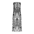 thumbnail image 4 of LOVZFMLL Robes Sans Manches pour Femmes et Col Rond en Lin Imprimé Longue Robe avec Poche, 4 of 5