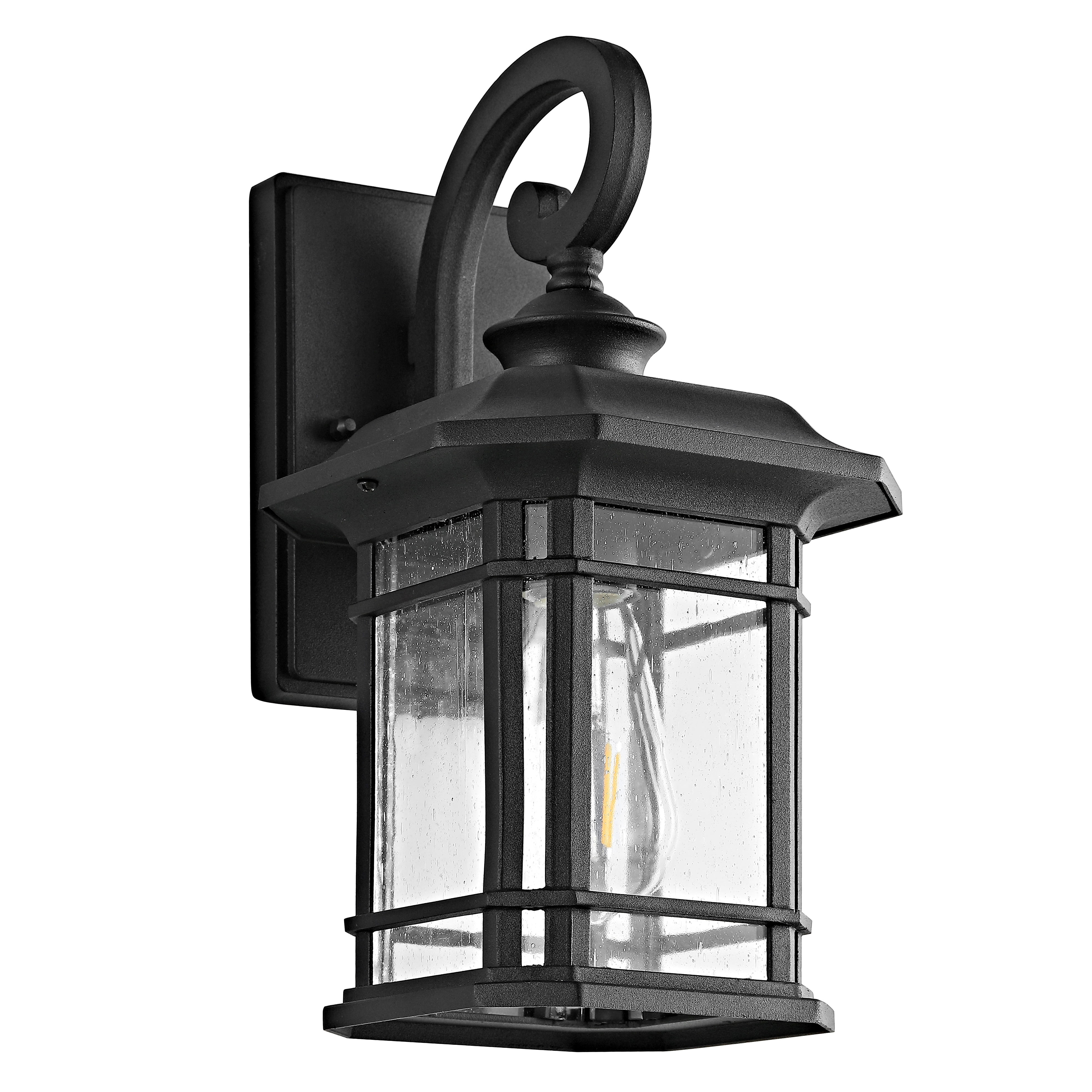 SAFAVIEH Lolia LED Black Aluminium Outdoor Wall Sconce with Clear Glass Shade