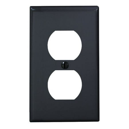 Wall Mount For Decorative Plate Leviton 80703-E 1-Gang Duplex Device Receptacle Wallplate, Standard Size, Thermoplastic Nylon, Device Mount, Black ()