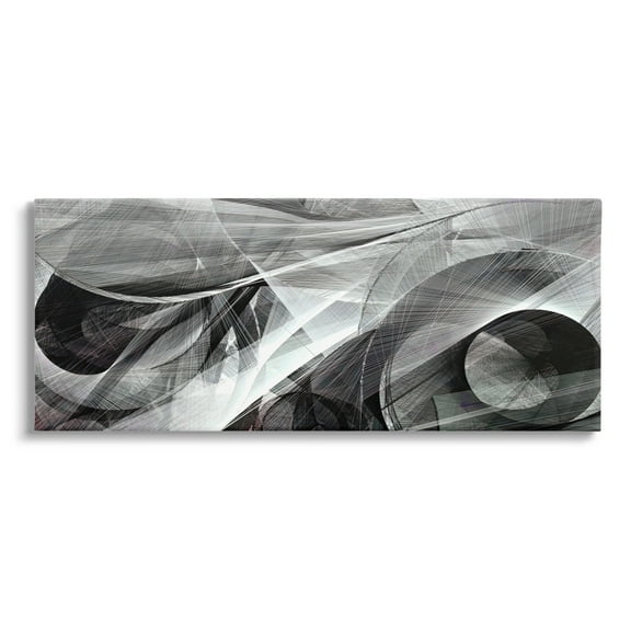 Stupell Industries Monochrome Abstract Shapes Dense Geometric Circular Lines Canvas Wall Art, 40 x 17, Design by Alpenglow Workshop