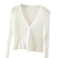 thumbnail image 4 of IWRICH Women's Lightweight Crochet Cardigan Ribbed Cropped Shrugs Long Sleeve Open Front Thin Sweater Tops Lightweight Fall Fashion Cardigan Blouses XL, 4 of 4