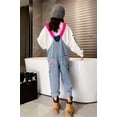 thumbnail image 4 of Rolanko Girls Overalls Denim Bib Distressed Jumpsuit Kids Blue Baggy Jean Pants 4-14 Years with Pockets, 4 of 5