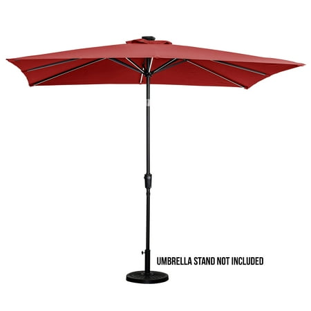 Sun Ray - 9'x7' Rectangular Next Gen Solar Lighted Umbrella - Teal