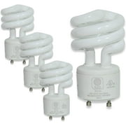 Sleek Lighting 13-Watt T2 Spiral CFL Fluorescent Light Bulb with GU24 Base for Bedroom Lighting, 6500K Warm White, 900 Lumens, 4-Pack