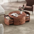 thumbnail image 2 of LiviNest Rotating Coffee Table for Small Living Room: 360° Swivel Top with 2 Drawers - 28.4" Round Burl Wood Modern Centerpiece - 1-Seat Access & Hidden Storage for Apartments, 2 of 6