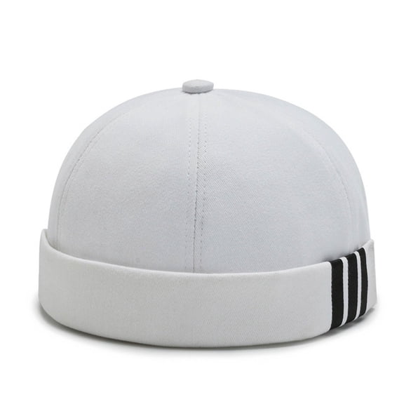 Solid Outdoor Sports Brimless Stripe Print Adjustable Beanie Hat Streetwear Hats Bucket Cap Docker Cap Skullcap Round Hat Hip Hop Hat C