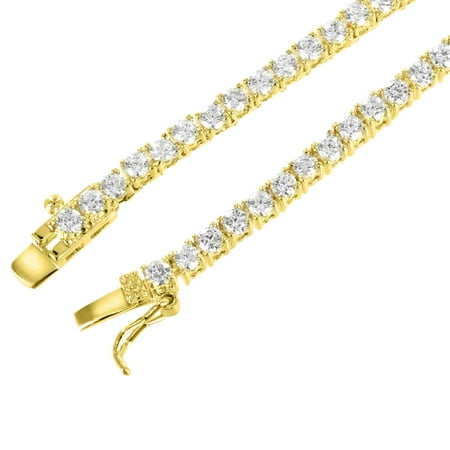 22 Inch Tennis Link Necklace 14k Gold Finish Cubic Zirconia Iced Out 3mm Chain