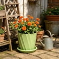 thumbnail image 1 of Aufmer Minimalist Twill Texture Round Breathable Plastic Flower Pot Root Control Design Good Air Permeability For Home Indoor Green Plant Succulent Plant Cultivation, 1 of 7