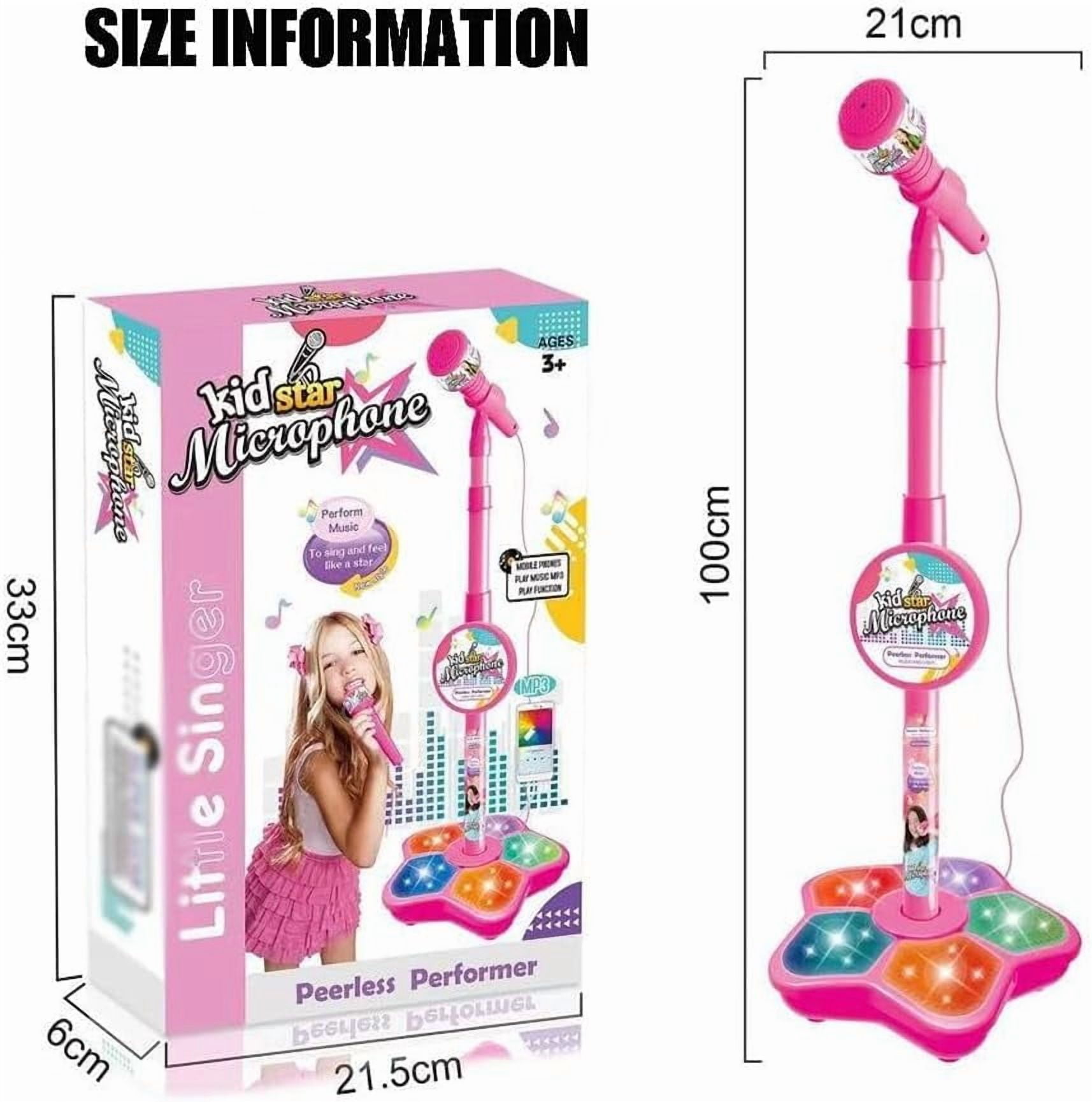 2026 New All-in-One Microphone Toy, 5-in-1 Kid Star Microphone with Stand Bluetooth, Adjustable Height Karaoke Microphones with Music&Light, for Christmas and Birthday Gifts