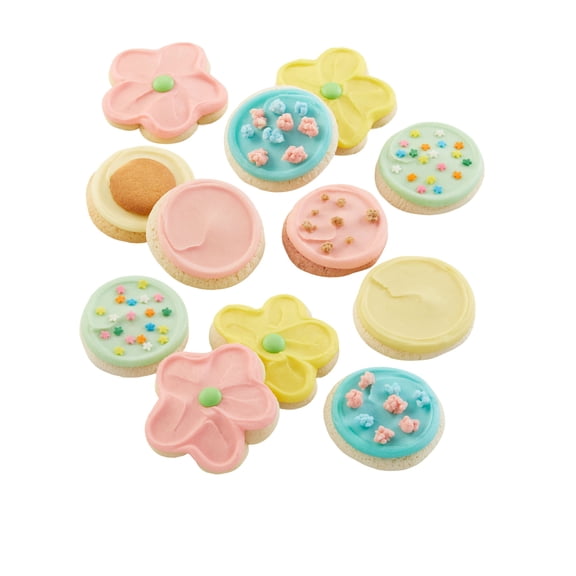 Cheryl's Cookies Fruit-Flavored Variety Spring 12 Cookie Gift Box Pastel Buttercream-Frosted Cutout Flowers, Individually Wrapped, 1 Dozen
