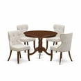 thumbnail image 2 of East West Furniture East-West Furniture HLSI5-MAH-35 - A dining room table set of 4 wonderful dining chairs using Linen Fabric Doeskin color and an attractive dinner table with Mahogany Finish, 2 of 5