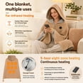 thumbnail image 4 of Heated Lap Blanket and Wearable Shawl, Hooded Electric Heating Blanket with Zipper and 3 Heat Levels for Office Work Sofa Lounging Travel and Home, 4 of 6