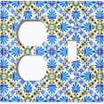 thumbnail image 4 of Metal Light Switch Plate Cover Blue Yellow Fancy Tile Pattern TIL013, 4 of 13