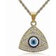 thumbnail image 1 of Fully 3D Blue Evil Eye Beads Fatima Hamsa Hand Egyptian Protection Pendant Stainless Steel Necklace, 24 Inch Chain Eye of Horus On Tree, 1 of 4