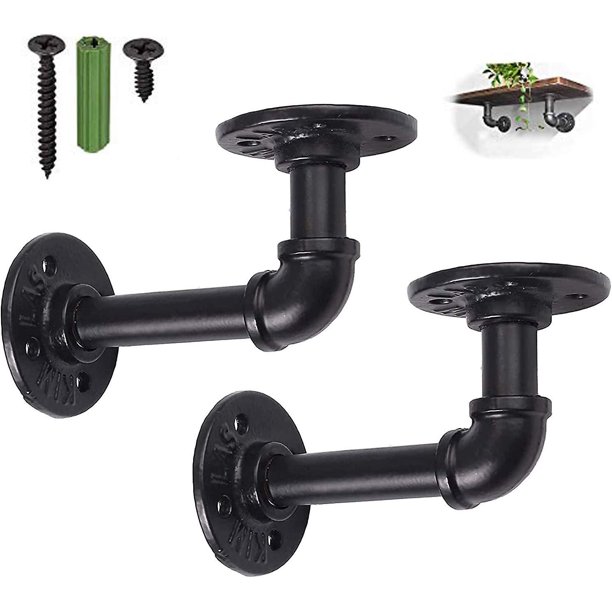 2 piezas de soportes de estantería industrial, soporte de estantería industrial, estante de tubo, estante industrial compatible con tablero de andamios de estantería (15x8 cm) Afortunado Sencillez