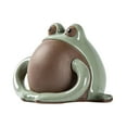 thumbnail image 3 of Té Mascota Rana Estatua Artesanía Bandeja de té Accesorios Encanto Animal Escultura Estatuilla para librería Mesa Centro de mesa Dormitorio Sala de té 83x7x6cm BLESIY Estatuilla de rana, 3 of 8