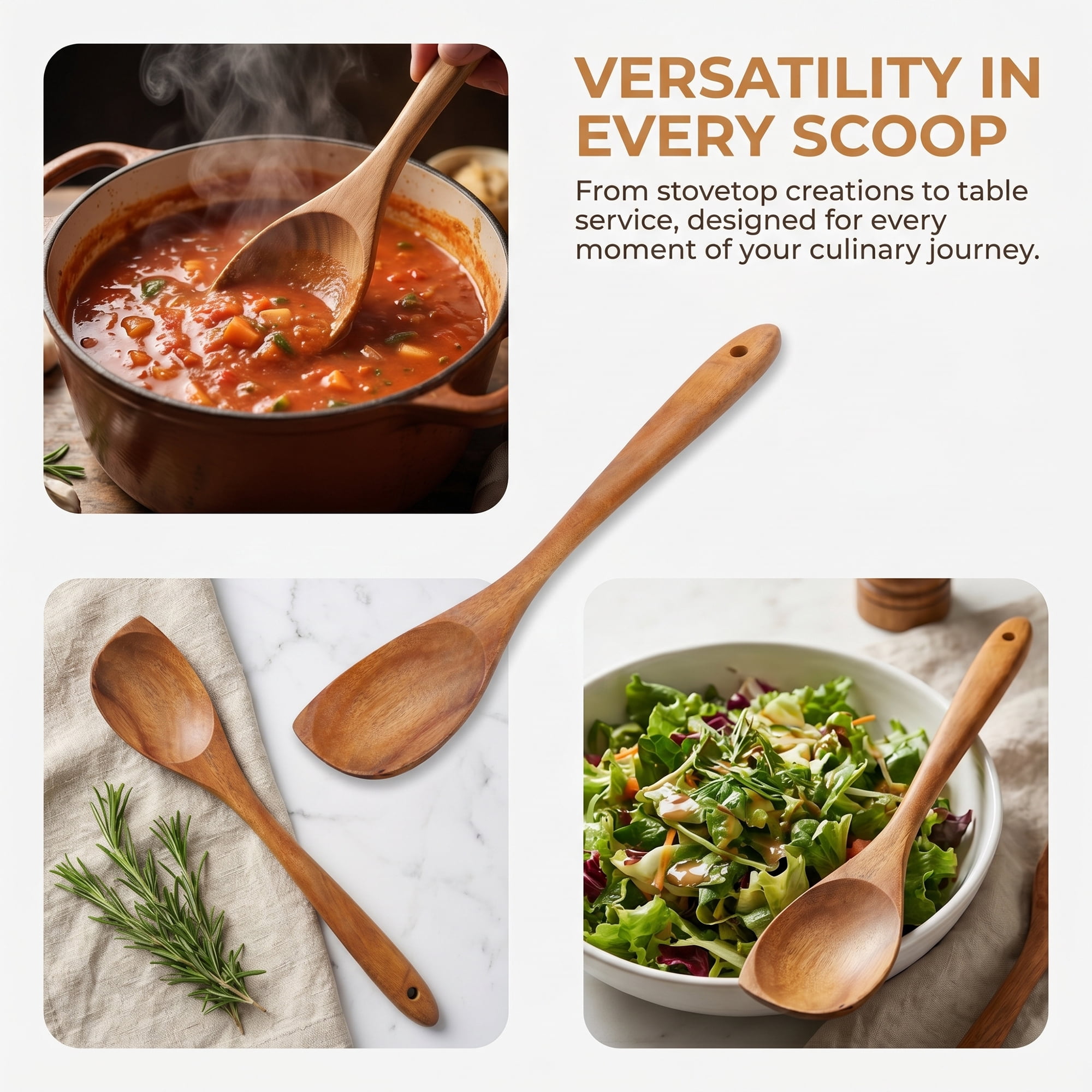 Unique Bargains 1Pcs Wood Scratch Proof for Non Stick Pans Heat Resistant Kitchen Spoon B