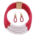 thumbnail image 2 of Collar de joyería africana Salvador Gargantilla de joyería tejida múltiples capas Rojo, 2 of 9