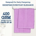 thumbnail image 4 of Casa Lino 26Pcs Washcloths (12" x 12") - 100% Cotton, 400GSM, Ultra Soft & Highly Absorbent (Violet Tulip), 4 of 7