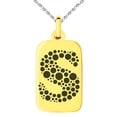 thumbnail image 1 of Stainless Steel Letter S Initial Dotted Monogram Engraved Small Rectangle Dog Tag Charm Pendant Necklace, 1 of 1