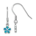 thumbnail image 1 of FB Jewels Sterling Silver Created Blue Opal Inlay Flower Dangle Earrings, 1 of 2