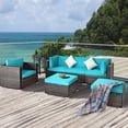 thumbnail image 1 of Gymax 6PCS Patio Conversation Set Rattan Sectional Furniture Set w/ Turquoise Cushions, 1 of 10